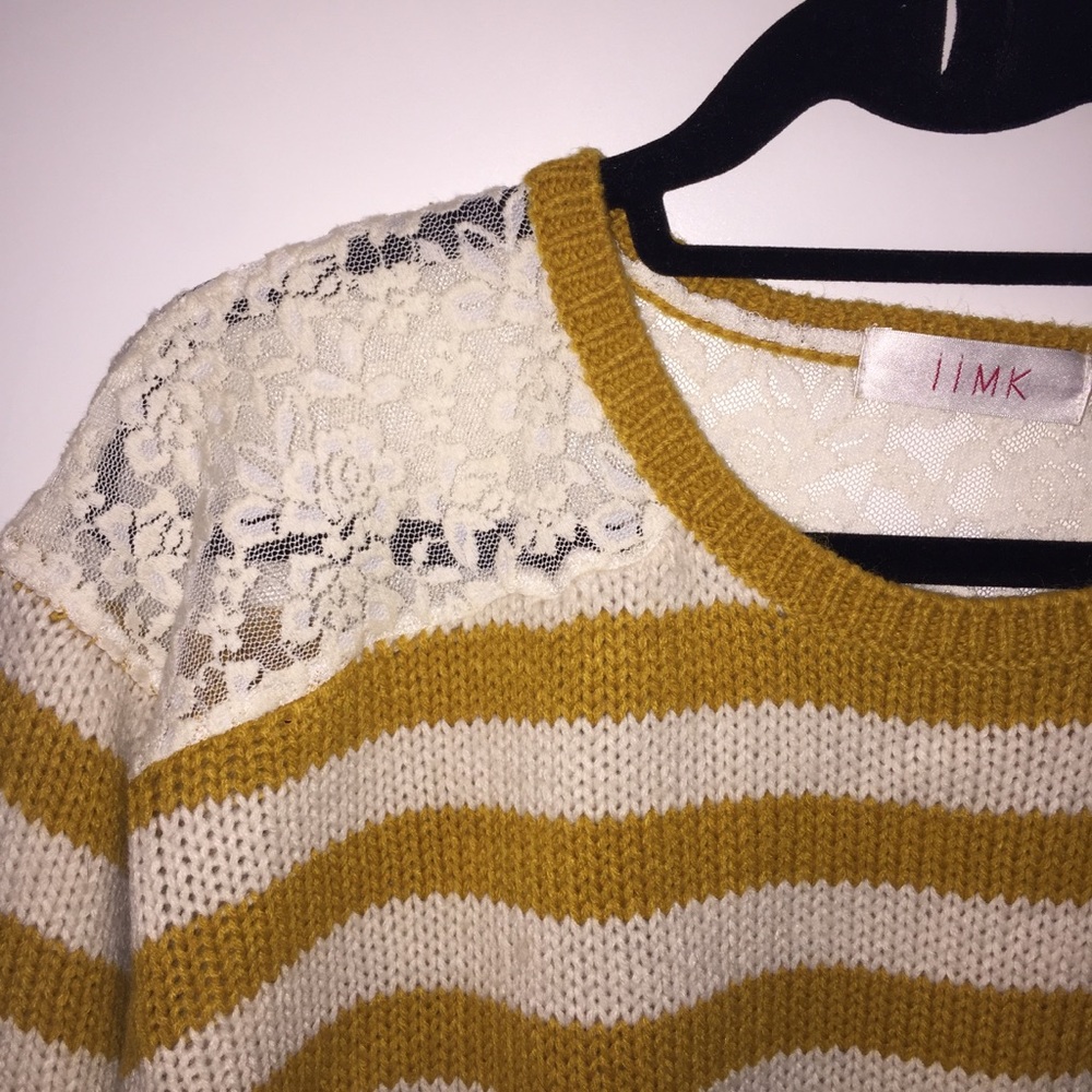 Lace top mustard sweater